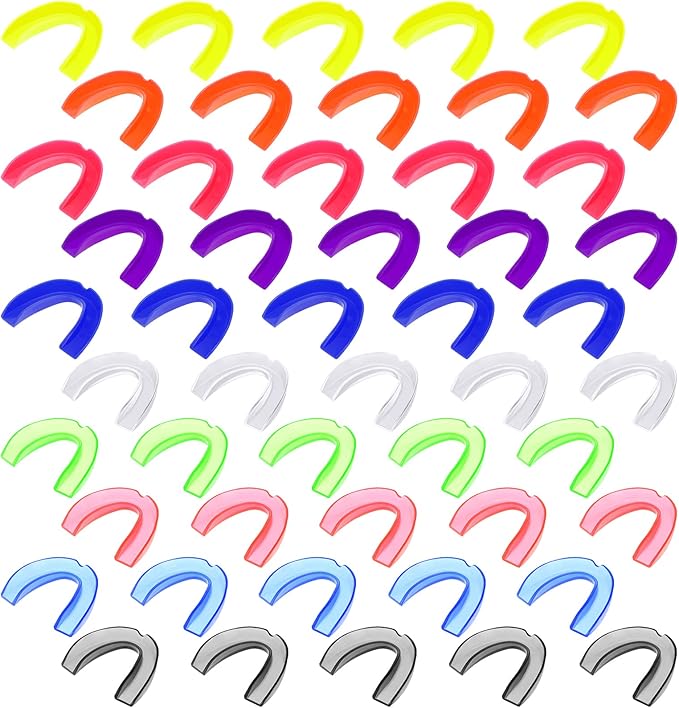 Kathfly 50 Pcs Football Mouth Guards Bulk Sports Mouth Pieces Protection Silicone Athletic Braces Football Accessories Teeth Armor Adult Teenager Teeth Armor for Boxing Basketball Hockey