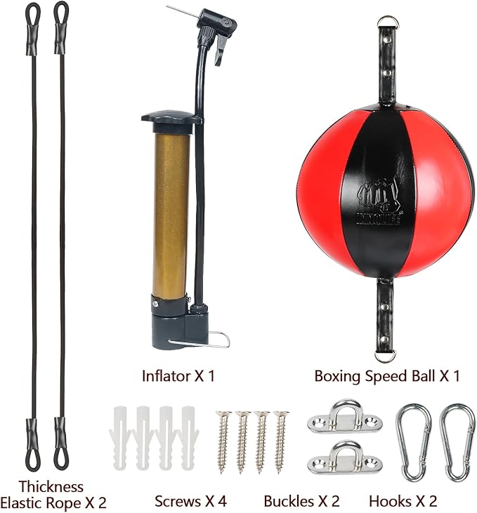 InnoLife Double End Punching Ball Striking Punching Bag Kit, Speed Striking Reflex Kit with Bungee Cords Perfect for Reaction, Agility, and Hand Eye Coordination Training