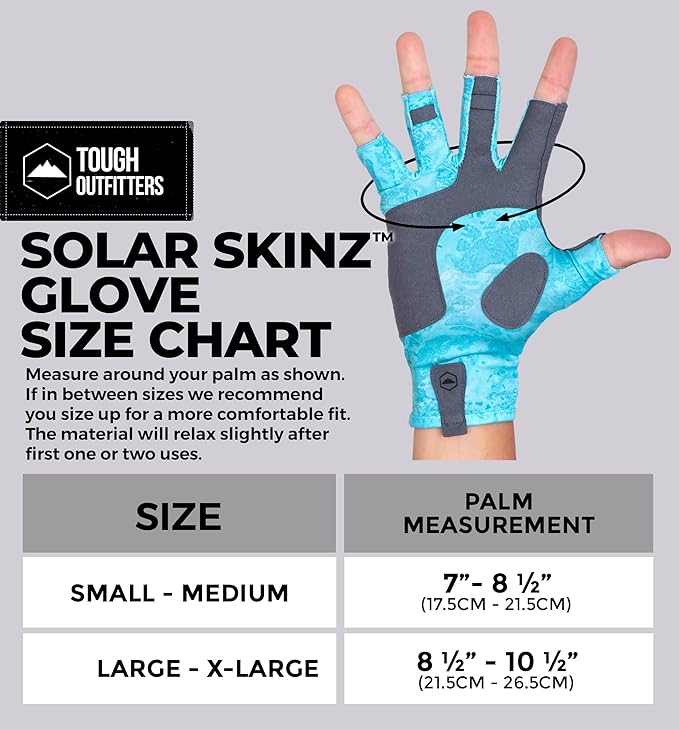Tough Outdoors UV Fishing Gloves - Fingerless, Kayaking & Sailing - UPF 50+ Sun Protection