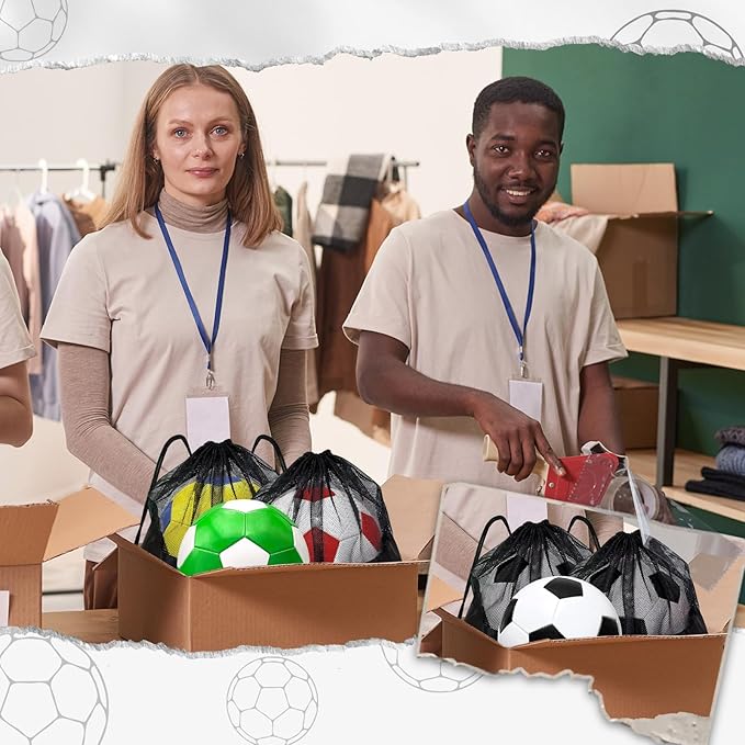 6 Pack Operation Deflated Christmas Soccer Ball with Pump for Child,Items Bulk Deals Soccer Balls,Classic Soccer Balls with Mesh Sport Bag Pump Needle for Shoebox Gift Fillers Charity Donations