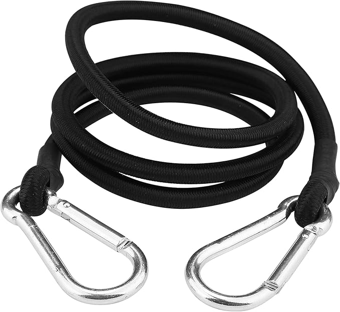 ZHOUBIN 48 Inch Black Bungee Cords with Carabiner Hooks, 2Pcs