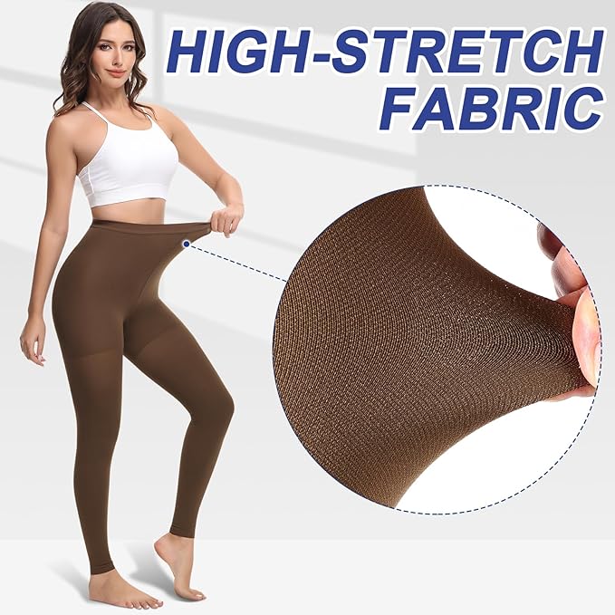 Medical Compression Pantyhose for Women & Men, 20-30mmHg Graduated Support Tights, Opaque Footless Waist High Compression Stockings for Varicose Veins, Edema, Flight