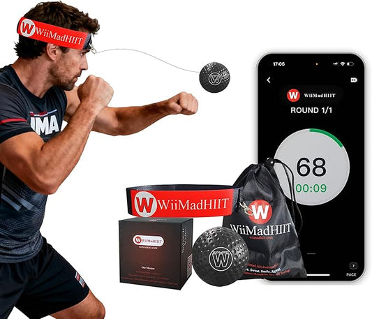 Boxing Reflex Ball with Punch Counter App, Fun Punch Game with Headband, Hand Eye Coordination Training | Boxing Equipment, Fitness Gift Ideas for Teen Boys and Anyone into MMA Training