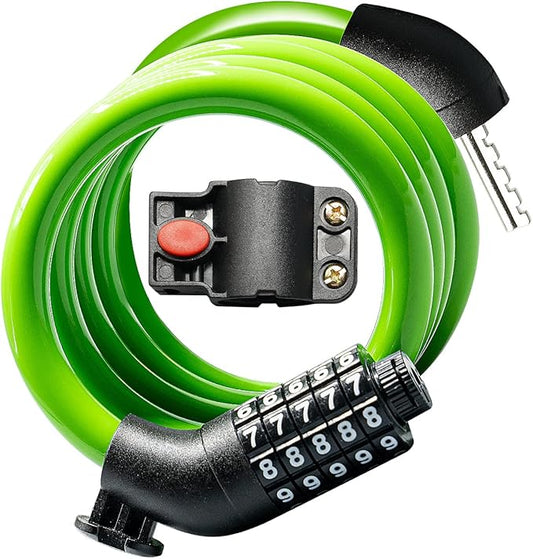 Bike Lock Cable with Combination,High Security 5-Digit Resettable Combination Bicycle Lock Anti-Theft, with Mounting Bracket for Bikes and Scooters