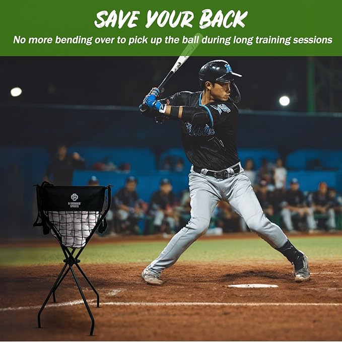 G-Squared BCDY1 Heavy Duty Ball Caddy,Holds 100+ baseball/50+ softball/100+ Pickleball Balls, Tool Free Assembly and Large Capacity Detachable Bag, Ideal for Solo/Pro Training