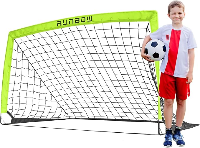 RUNBOW 5x3 ft Portable Kids Soccer Goal for Backyard Practice Soccer Net with Carry Bag