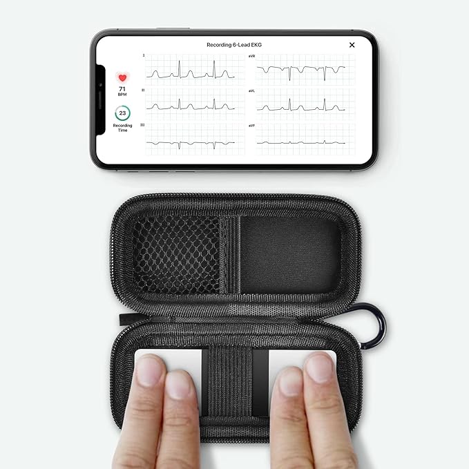 Heart Monitor Case Compatible with AliveCor Kardia Mobile ECG/for KardiaMobile 6L for Apple and Android Device - CASE ONLY (Dark Black)
