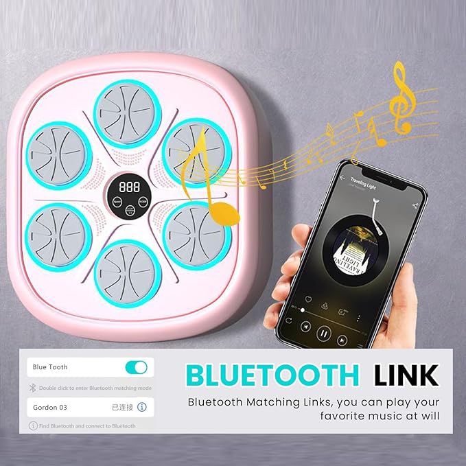 2025 Music Boxing Machine Pink Music Boxing Machine with Gloves, Wall Mounted Smart Music Boxing Machine Pink, Music Boxing Pink Workout Boxing Punching Machine for Home, Indoor and Gym