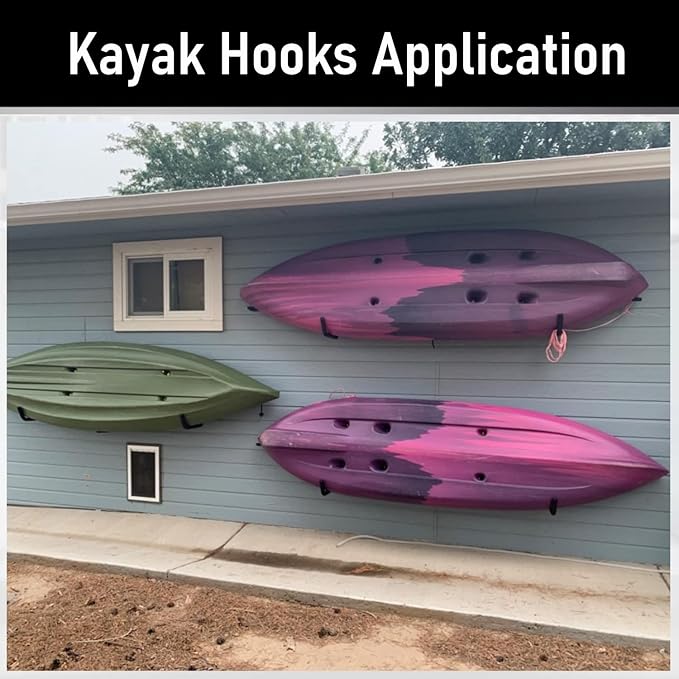 Kayak Storage Hook, Heavy Duty Steel Kayak Storage Rack, Wall Mount Garage Hanger for Ladder, Canoe, Surfboard, Paddle Board