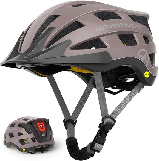 OutdoorMaster Gem II MIPS Bike Helmet with Light - Lightweight Cycling Helmet,Mountain Road Bicycle Helmet for Youth & Adult