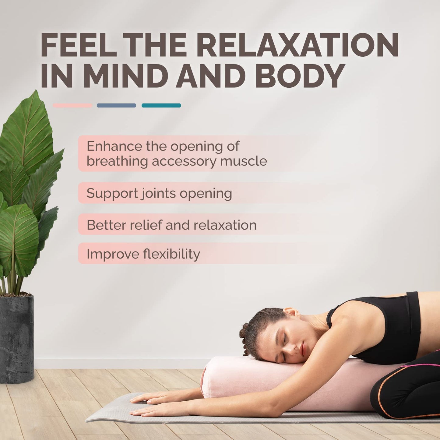 Yes4All Triple-Layer Sponge Yoga Bolster Pillow for Restorative Yoga & Meditation - Versatile Support Pillow, Balance & Poses Modification