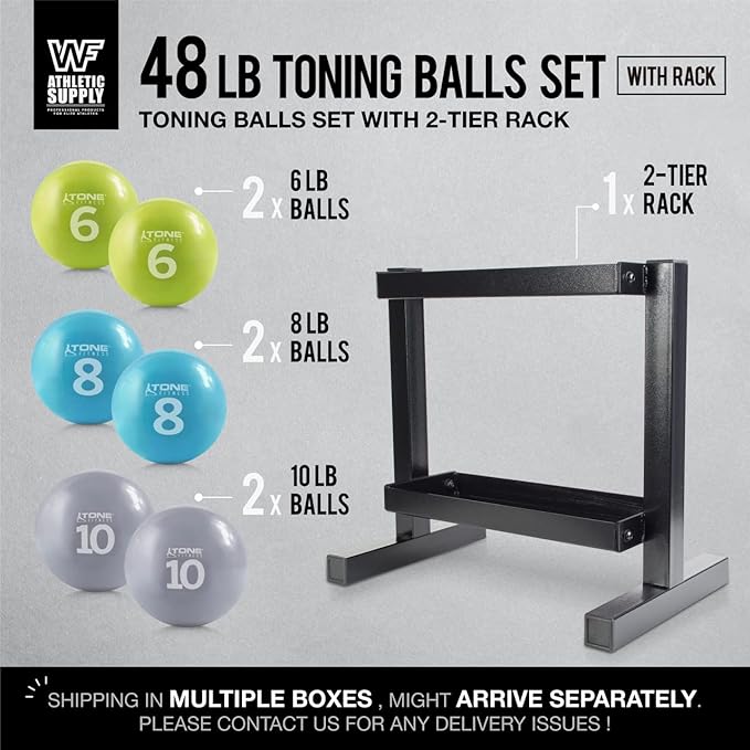 CAPHAUS Soft Weighted Exercise Ball, Weighted Toning Ball, Soft Medicine Balls for Exercise, Yoga, Pilates & Physical Therapy, 6, 8, 10 LB, Option Available in Single, Pair & Set with Rack