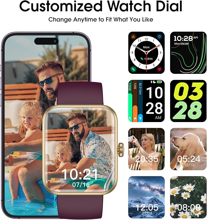 Smart Watch, Fitness Tracker with 45mm Touchcreen, Heart Rate Monitor, Blood Oxygen, Sleep Tracking Fitness Watch IP68 Waterproof Smartwatch for Men Women Compatible with Android iOS