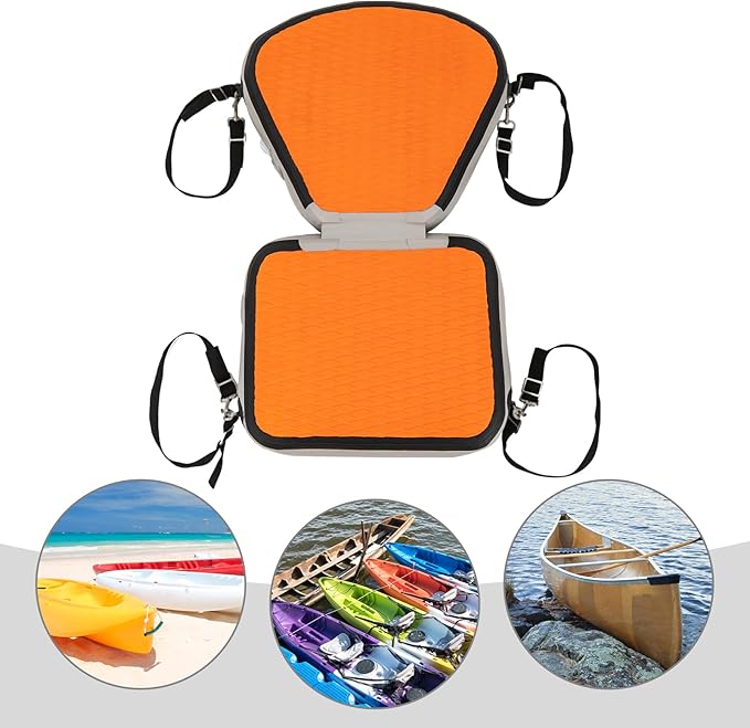 Kayak Seats, Universal Kayak Inflatable Seat with Backrest, Padded Thicken Cushion Kayak Seat, Adjustable Strap and Comfortable Breathable EVA Material (Orange)