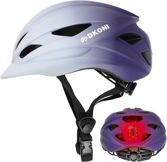 Bike Helmet Adult Urban:Bicycle Helmet for Men Women with USB Charge Detachable Taillight Helmets for Commuter Cycling Scooters