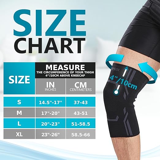 Knee Compression Sleeve for Men and Women (2 Pack), Knee Support Brace for Running and Work out (Medium)