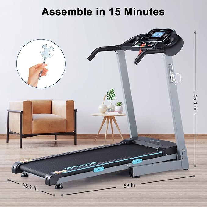 Auto Incline Treadmill with 300 LBS Capacity, 17.5" Wide 3 HP Folding Electric Treadmill Max 8.5 MPH Speed, Running Machine with Bluetooth Speaker & LCD Display for Home Use