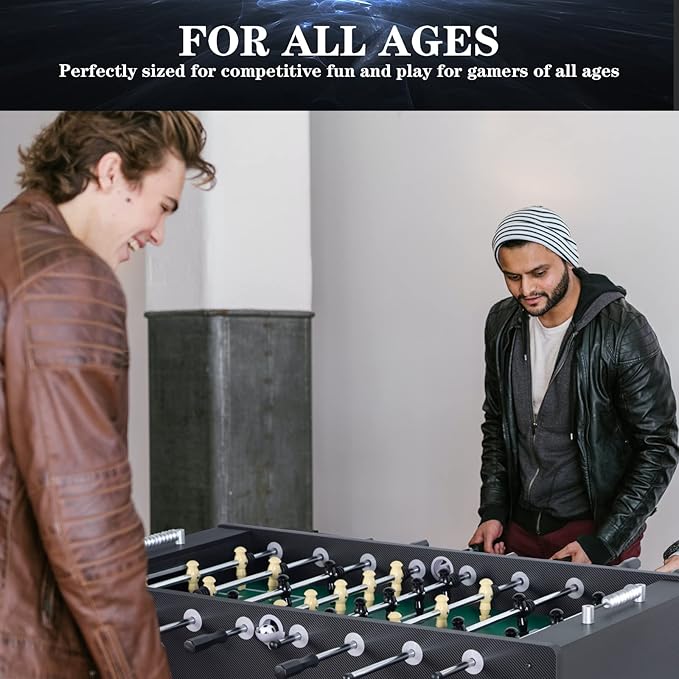 Large Size Foosball Table Adult Size, Full Size Soccer Game Table w/2 Balls, Leg Levelers & Heavy-Duty Legs, Durable Arcade Football Table for Game Room, Home, Office, Party