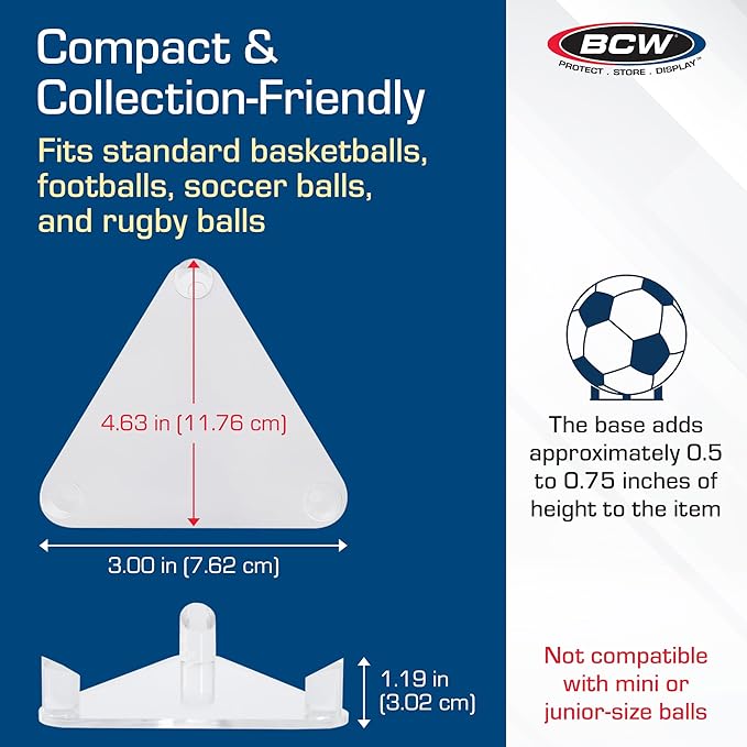 BCW Acrylic Ball Stand, 4 Pack | Anti-Slip Design for Basketball, Football, and Soccer Ball Display