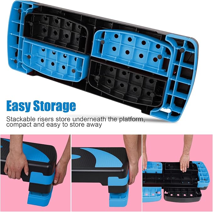 Exercise Workout Aerobic Step Platform Trainer, 31" Aerobic Stepper with 4"-6"-8" Adjustable Height Risers