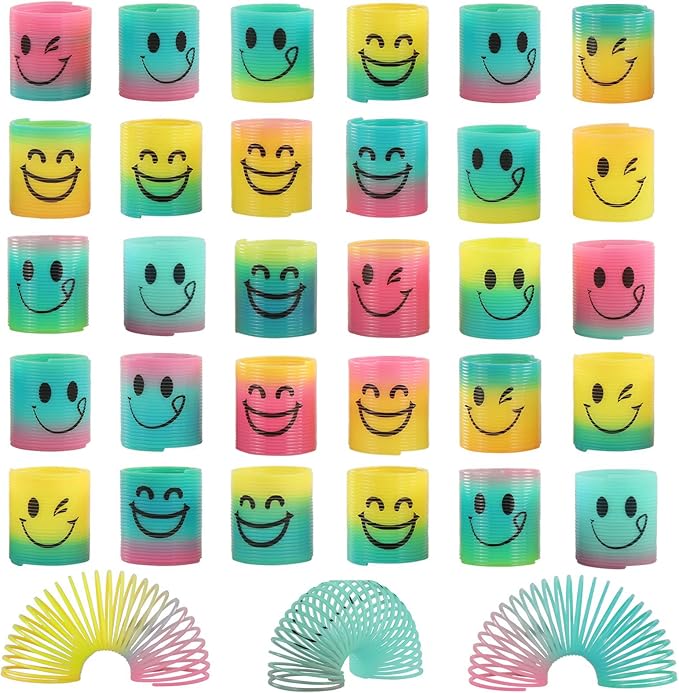 24 Pack Spring Rainbow Magic Fidget Stress Coil Mini Springs Bulk Toys for Party Favor Carnival Prize Birthday Goodie Bag Stuffers for Kids Boys Girls… (24)