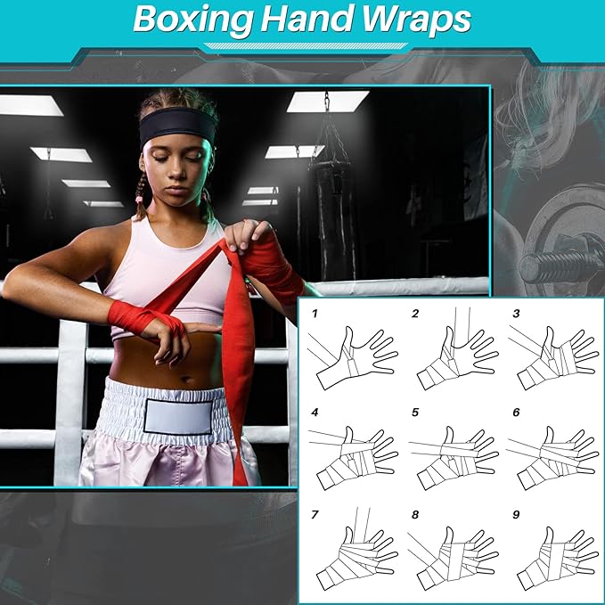 Junkin 12 Pairs 98.4 Inch Boxing Hand Wraps Sports Hand Wraps for MMA Boxing Stretch Mexican Style Hand Wraps for Men Women Martial Arts Boxing MMA Kickboxing Muay Thai