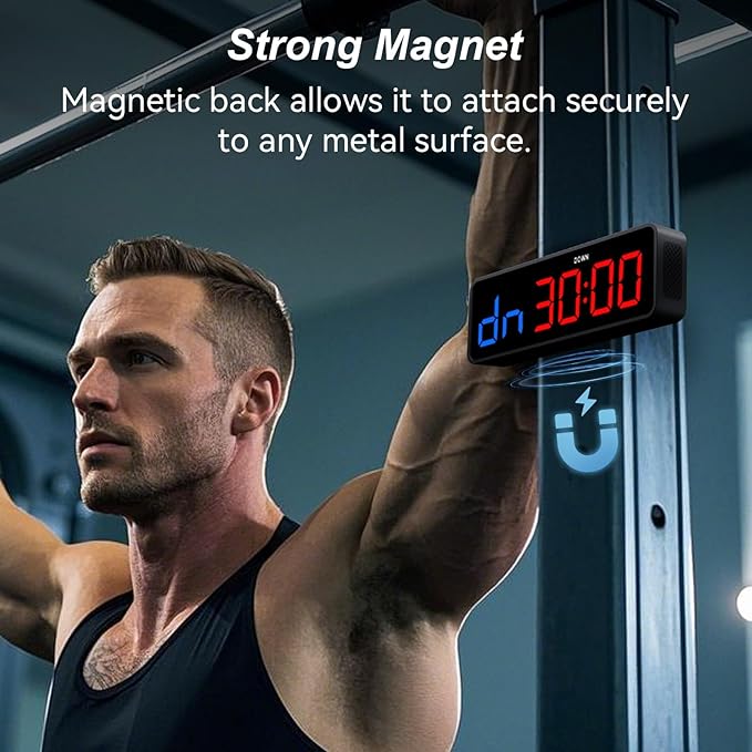 Portable Gym Timer Clock: Fitness Digital Clock with Strong Magnet - Remote Control for Fitness Enthusiasts - Powerful Battery for Home Gym Garage Boxing