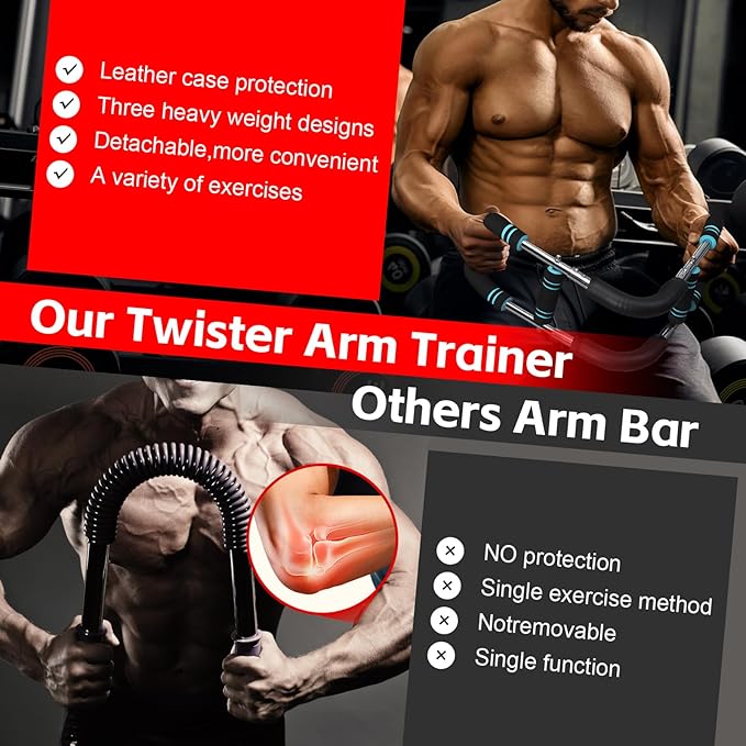 Twister Arm Trainer, 40-100lb Adjustable Twister Arm Exerciser for Men, Chest & Muscle Trainer Workout Equipment, Portable Arm Strength Trainer for Strength Training