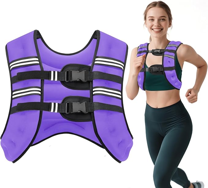 Weighted Vest, 6lb/8lb/12lb/16lb/20lb/30lb for Men, Women with Reflective Stripe, Weight Vests Adjustable for Workout, Strength Training, Running, Fitness, Muscle Building, Weight Loss
