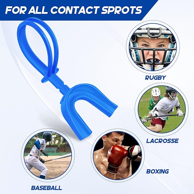 Dunzy 10 Pcs Strapped Mouth Guard Sports Mouthguard with Strap No Boiling Mouthguard Adult Youth Football Mouthpiece Mouth Protector for Boxing Basketball Lacrosse