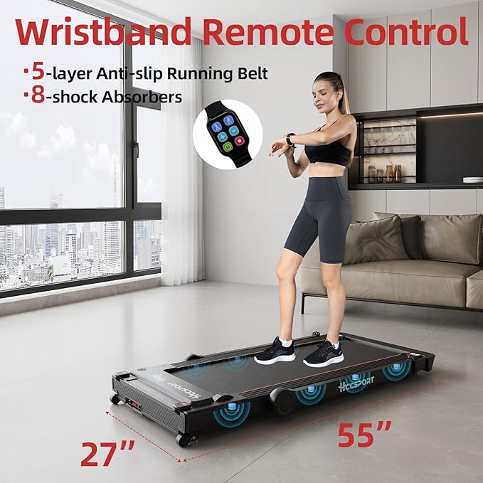 Treadmill with Incline, 3 in 1 Under Desk Treadmill Walking Pad with Removable Desk Workstation 3.5HP Foldable Compact Walking Treadmills for Home Small Office with Wristband Remote Control