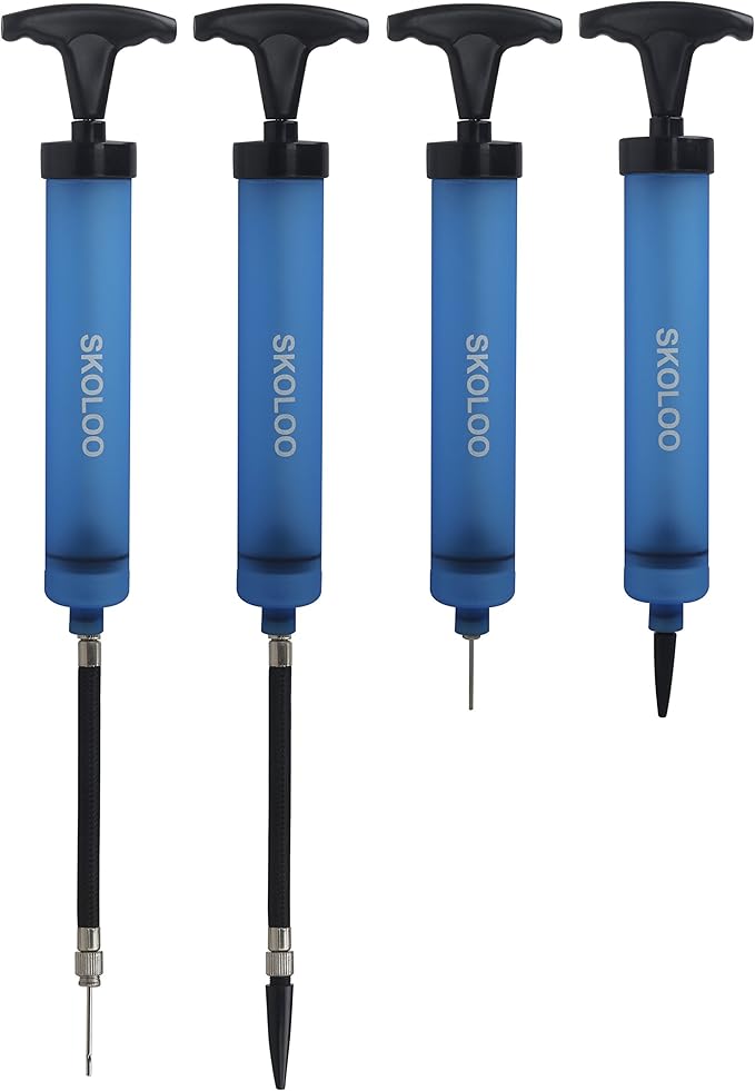 SKOLOO 10" Portable Hand Air Ball Pump Inflator Kit with Needle, Nozzle, Extension Hose for Soccer Basketball Football Volleyball Water Polo Rugby Exercise Sports Ball Balloon Swim Inflatables