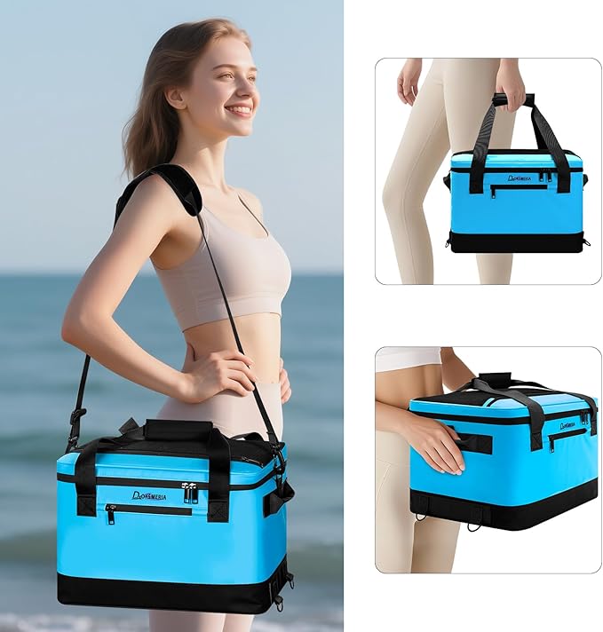 Paddle Board Cooler Waterproof, Super Capacity SUP Paddleboard Deck Cooler with Shoulder Strap & 6 Elastic Rope Clips, Paddle Board Accessories Bag for Stand Up Paddleboard and Kayak