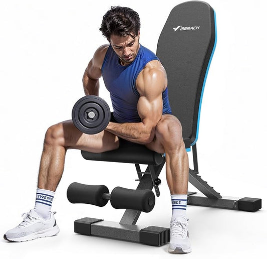 MERACH Weight Bench, Foldable Weight Benches for Home Gym with 990 LBS, Adjustable Weight Bench with 72 Training Angles, Incline Bench Press for Full Body