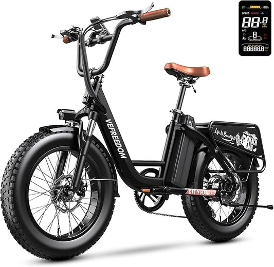 1500W Peak Electric Bike for Adults, 48V 20Ah Removable Battery Max Range 80Miles & 30MPH Electric Bicycle, 20''×4.0" Fat Tire Ebike,Fast Cargo Ebikes,Commute Mountain E-Bike UL Certified