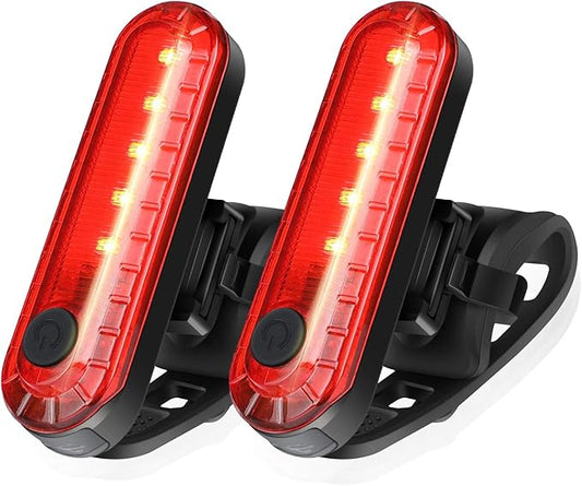 Ascher USB Rechargeable LED Bike Tail Lights 2 Pack, Bright Bicycle Cycling Rear Light, 4 Light Mode Options Safety Bike Light for Adults Kids Men Women Road Mountain(2 USB Cables Included)