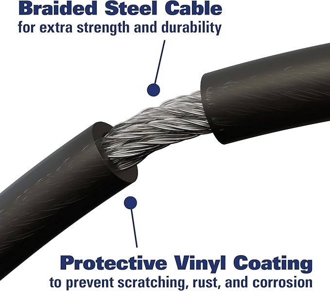 BRINKS 6 ft Outdoor Bike Lock Cable 2 Pack, Anti Theft Self-Coiling Design, Resettable 4-Dial Combination, 5/16" Weather-Resistant Vinyl Coating for Bikes
