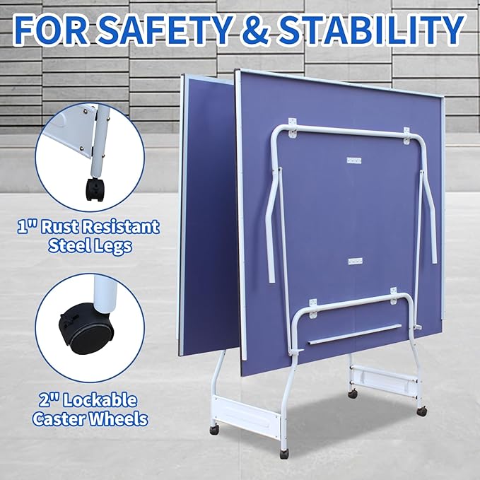 Foldable Ping Pong Table Portable 4.5FT/6 FT/9FT Table Tennis Table Foldable for Indoor Outdoor Games - Quick Assembly