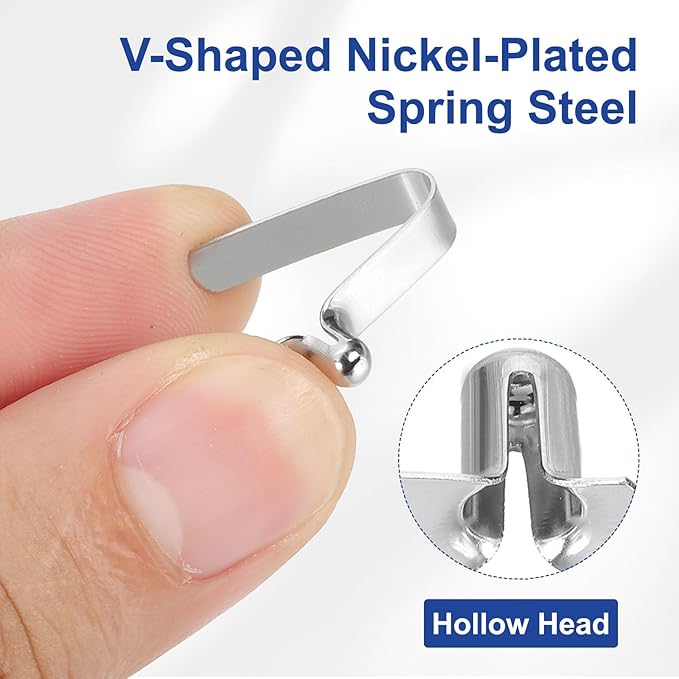 HARFINGTON Single Button Kayak Paddle Snap Spring Clip Spring Steel V-Shaped Hollow Lift Telescopic Locking Tube Pole Clips for Tent Camping