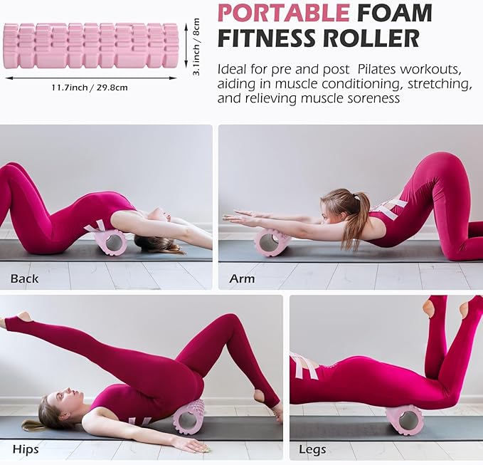 Upgraded Pilates Bar Kit with Resistance Bands Natural Latex for Women & Men, Heavy-Duty Stainless Steel Multifunctional Yoga Pilates Stick for Home Gym Exercise Fitness Equipment Full-Body Workouts