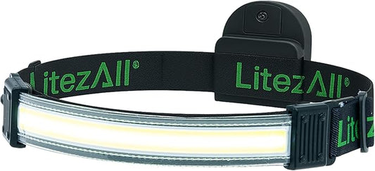 LitezAll Tactical LED Headlamp with Adjustable Headband, Flat Battery Powered Headlamp for Hiking, Camping, Emergency Use – Hands-Free Outdoor Light for Camping Lights & Lanterns Setups