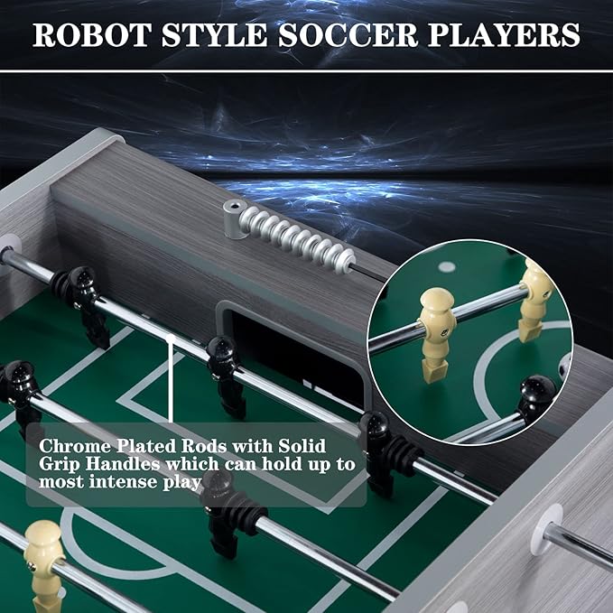 Large Size Foosball Table Adult Size, Full Size Soccer Game Table w/2 Balls, Leg Levelers & Heavy-Duty Legs, Durable Arcade Football Table for Game Room, Home, Office, Party