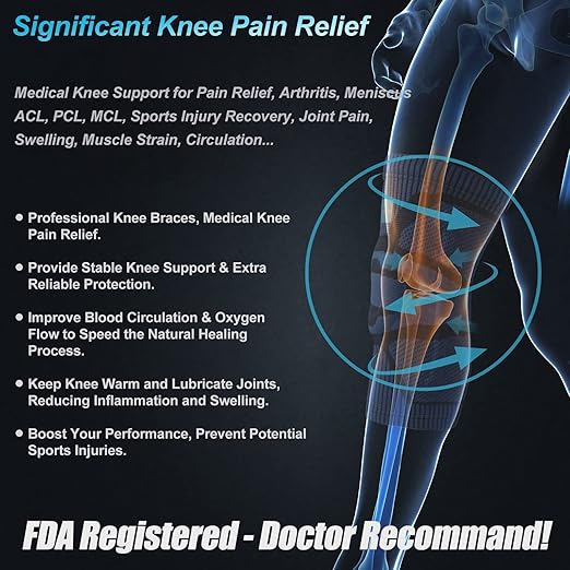 NEENCA Knee Brace for Knee Pain Relief, Medical Knee Support with Patella Pad & Side Stabilizers, Compression Knee Sleeve for Meniscus Tear, ACL, Arthritis, Joint Pain, Runner, Sport- FSA/HSA APPROVED