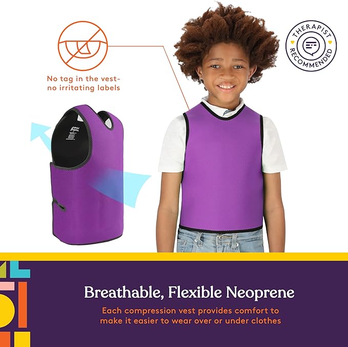 Special Supplies Sensory Compression Vest Deep Pressure Comfort (Purple, Small)
