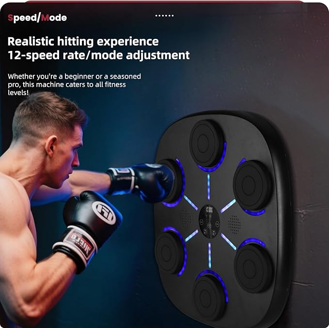 𝟐𝟎𝟐𝟓 𝐔𝐩𝐠𝐫𝐚𝐝𝐞𝐝 Music Boxing Machine for Adults and Kids, Wall Mounted Bluetooth Boxing Training Pad Equipment with Gloves, Punching Bag for Indoor Home, Office, Gym
