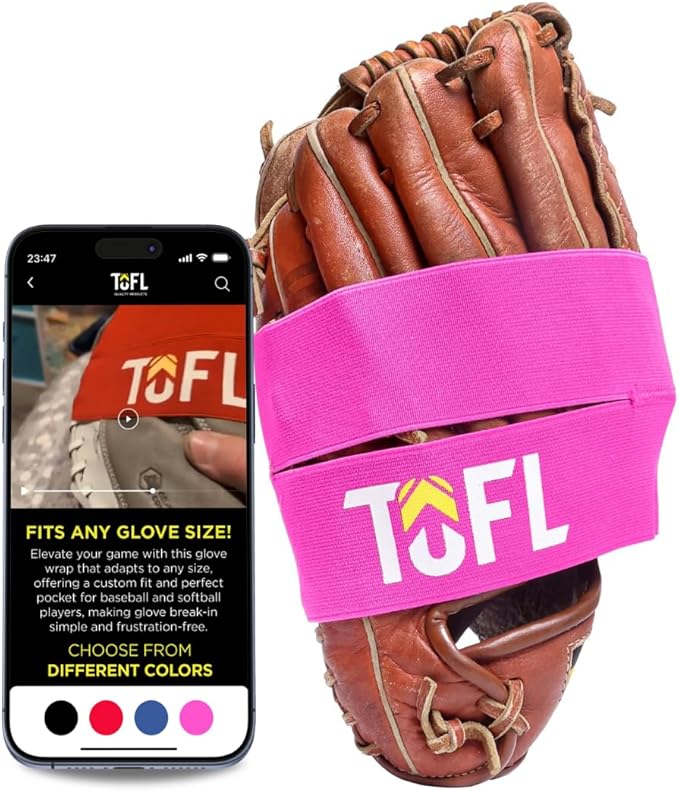 TOFL Baseball Glove Wrap | Premium Elastic Band for Perfect Glove Shape, Break-in & Maintenance | Shape Locker for Men’s & Women’s Softball, Adult & Youth Baseball Mitts, Fits Big & Small Sizes