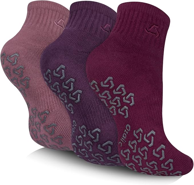 Ozaiic Non Slip Socks Grip for Yoga Home Workout Pure Barre, Pilates, Hospital, Ideal Cushion Socks for Men and Women