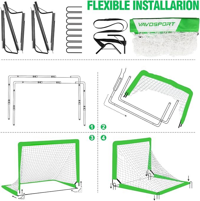 Kids Soccer Goals for Backyard Set - 2 of 4' x 3' Portable Soccer Goal Training Equipment, Pop Up Toddler Soccer Net with Soccer Ball, Soccer Set for Kids, Youth Outdoor Games, Sports, Play