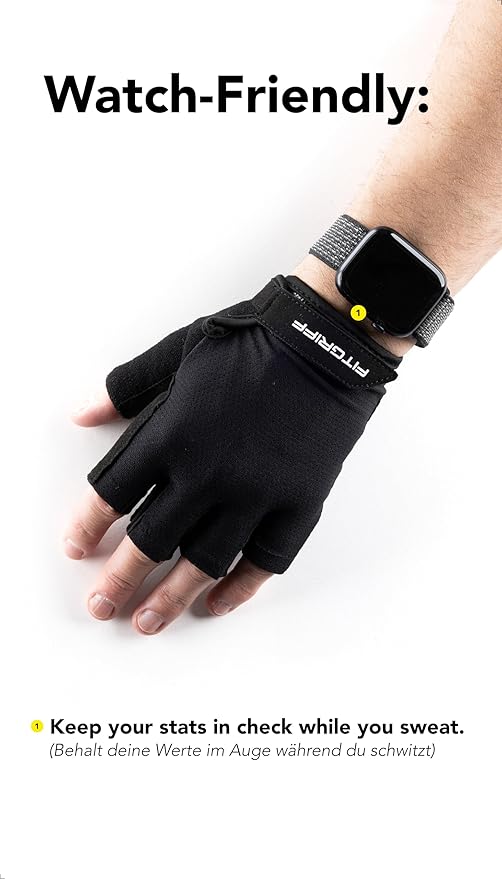 Fitgriff® Workout Gloves (Padded) for Men & Women - Fingerless Gym Gloves for Weight Lifting, Training - Full Palm Protection, Size : 9