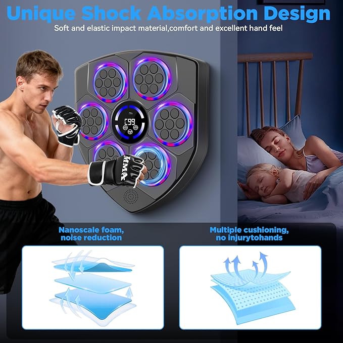 Music Boxing Machine,Smart Boxing Machine for Adults with Boxing Gloves,9 Modes & 9 Speeds Wall Mounted Music Punching Machine for Home Gym Office Workout